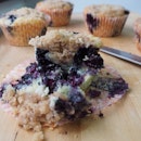 Blueberry lemon zest muffin with crumble topping