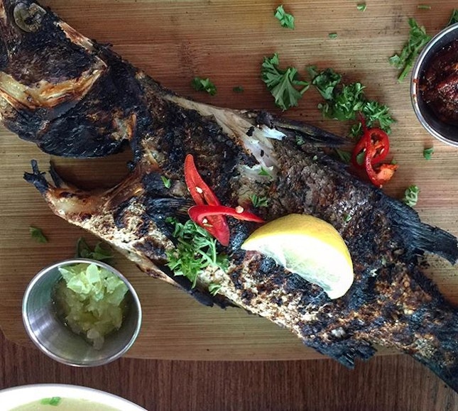 The char on this grilled sea bass ($19) was unforgettably intense.