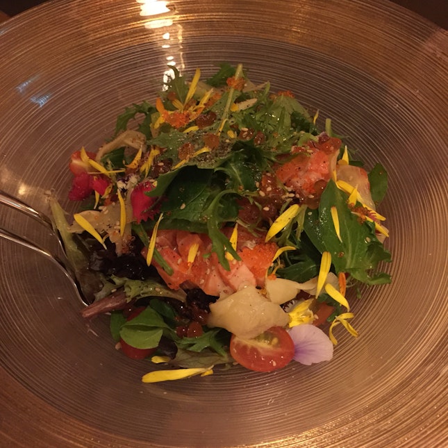 Salmon Ikura Salad with Ginger Dressing ($28++)