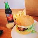 The QVB with a side of small fries, aioli and a bottle of honey cola #burpple