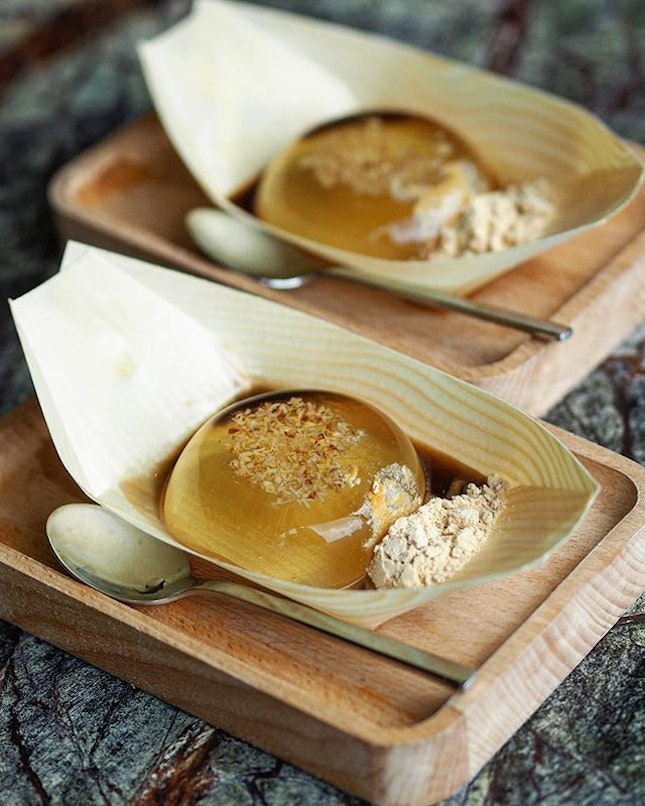 [Full of Luck Restaurant] - End the meal on a sweet note with the Osmanthus Raindrop Cake ($6).