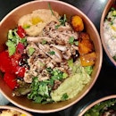 [Supergreek] - Grilled Chicken Steak ($9.90) salad gets a lot more exciting when you have a dollop of creamy Greek yoghurt avocado sauce and zingy hummus to go with.