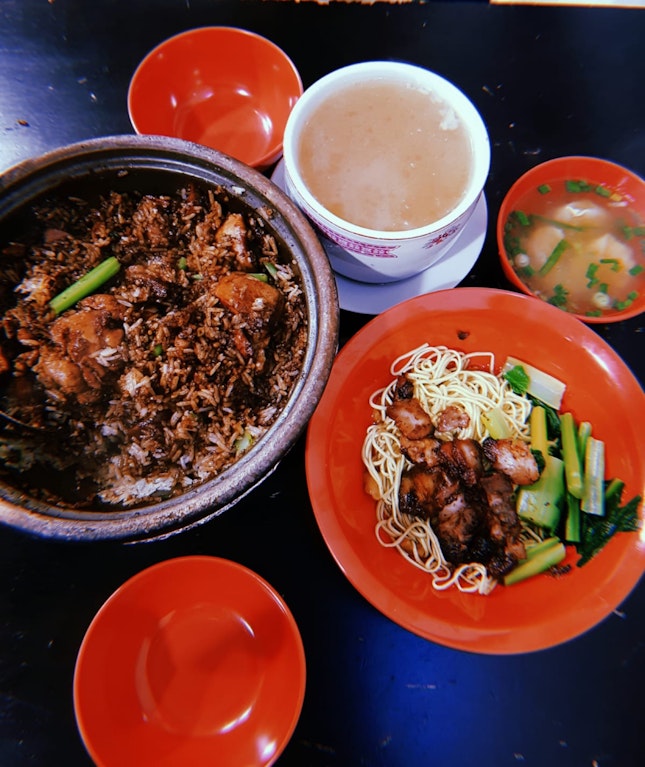 Claypot Rice ($13) With ABC soup ($4.50), Wanton Mee ($4)