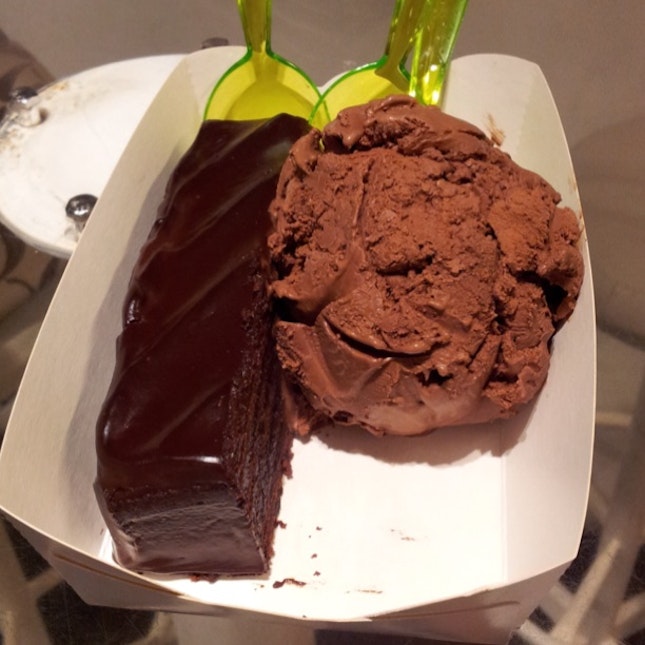 chocolate ice cream + cake