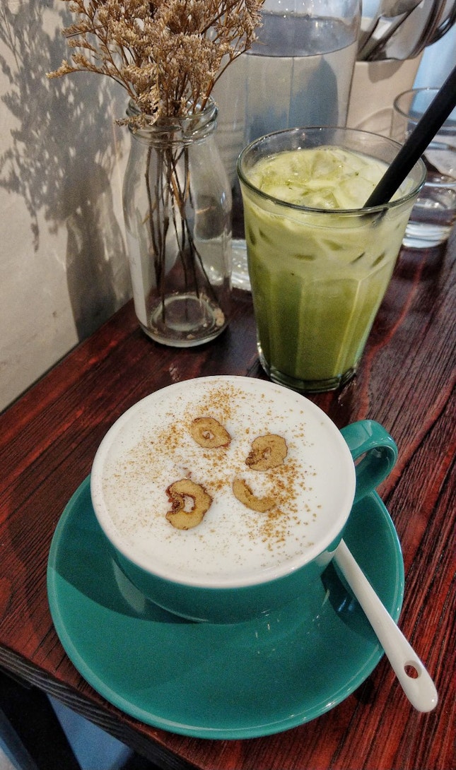 Ginger Latte ($6.50) and Iced Matcha Latte ($6)