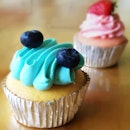 Blue Ripple And Strawberry Cupcakes