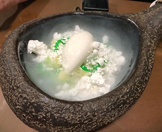 Dessert that's not on the usual menu, but the "board special" - "Pineapple and Coconut Ice Kacang".