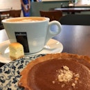 Dark chocolate orange mousse tart and a flat white at newly opened Hello Stranger cafe at Riverson.