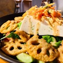 Crispy Lotus Root and Tofu Salad at Pando Cafe.