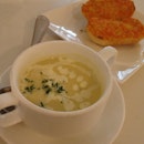 Chicken Soup with Garlic Bread