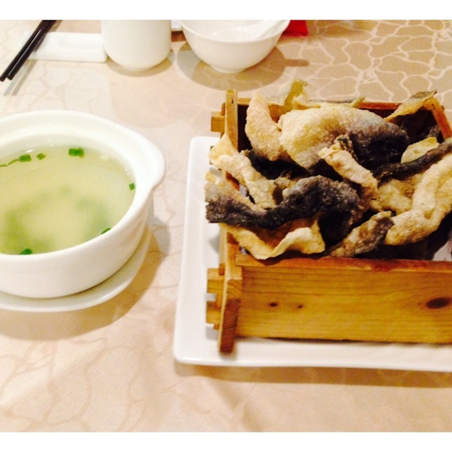 Deep Fried Fish Skin With Superior Stock