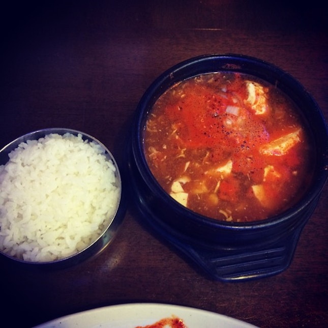 Spicy tofu soup #yum #singapore #dinner #foodies #foodporn #timeoff #korea
