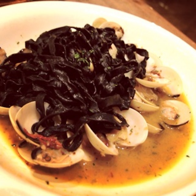 Squid Ink Pasta With Loads Of Clams!