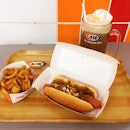 Beef Coney, Curly Fries, and A&W RB with Float