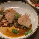 Chicharron with grilled octopus and pico de gallo